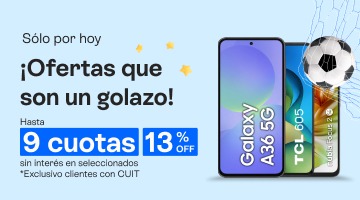Solo por hoy. Ofertas que son un golazo. Hasta 13 porciento de descuento y hasta 9 cuotas sin inter&eacute;s en seleccionados.B2B 