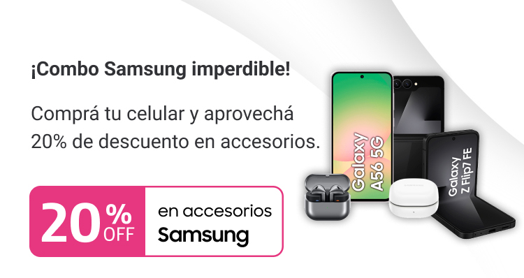 ¡Combo Samsung imperdible! Comprá tu celular y aprovechá un 20% de descuento en accesorios.B2B