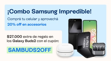 Con Compra tu celu y aprovech&aacute; un 20% off en accesorios. 27.000 extra de regalo en Galaxy Buds2 con el cupon SAMBUFS2OFF