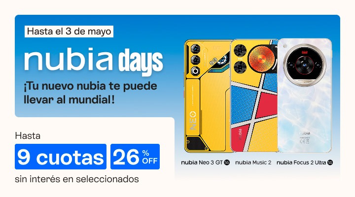 Tu nuevo nuebia te puede llevar al mundial. Hasta el 3 mayo. Hasta 9 cuotas sin interes y hasta 26 porciento de descuento en celus seleccionados.B2B