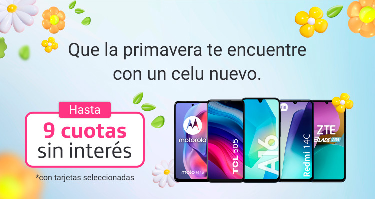 Que la primavera te encuentre con un celu nuevo, llevatelo al mejor pecio en hasta 9 cuotas sin interés.B2B