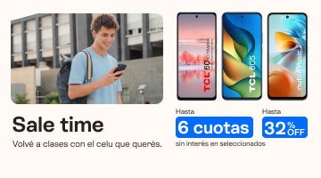 Sale time, volv&eacute; a clases con el cel que queres, hasta 32% de descuento y hasta 6 cuotas sin inter&eacute;s.B2B