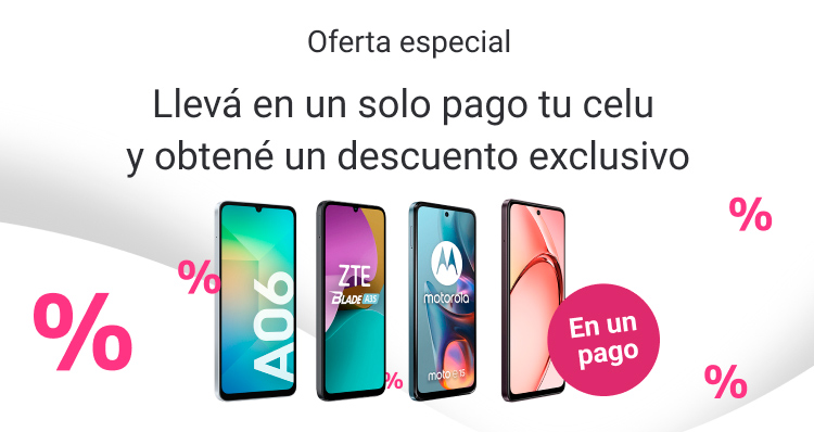 Oferta especial. Llevá en un solo pago tu celu y obtené un descuento exclusivo.B2B