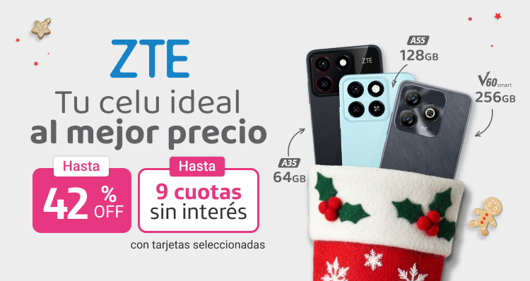 Tu celu al mejor precio con zte, hasta 42% de descuento y hasta 9 cuotas sin interés.B2B