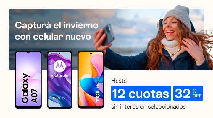 Captur&aacute; el invierno con celular nuevo. Hasta 32 porciento de descuento y hasta 12 cuotas sin inter&eacute;s en seleccionados.B2B 