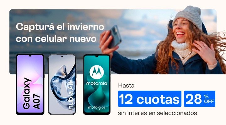 Captura el invierno con un celu nuevo, llevalo con hasta 28 porciento de decuento y hasta 12 cuotas sin inter&eacute;s.B2B