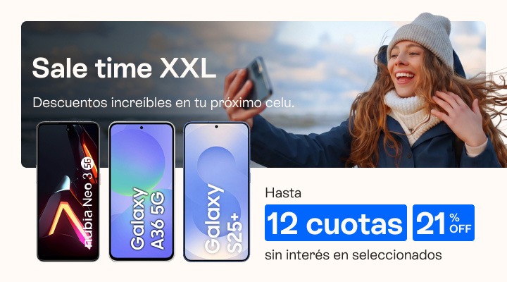 Sale Time XXL, descuentos increibles en tu pr&oacute;ximo celu, hasta 35 porciento de descuento y hasta 12 cuotas sin inter&eacute;s en seleccionados.B2B 