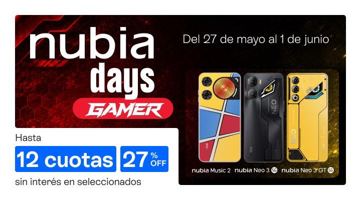 Nubia Days, aprovech&aacute; descuentos increibes en celus nubia, hasta 27% de descuento y hasta 12 cuotas sin inter&eacute;s.B2B