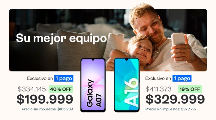 Su mejor equipo. Celus samsung exclusivo en 1 pago. 