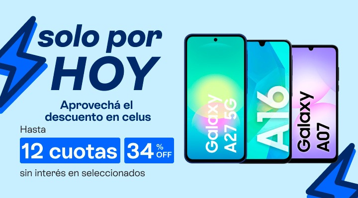 Solo por hoy. Aprovech&aacute; el descuento en celus. Hasta 12 cuotas sin inter&eacute;s y hasta 34 porciento de descuento.B2B